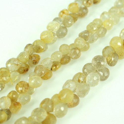 Golden Rutile Onion Faceted Beads