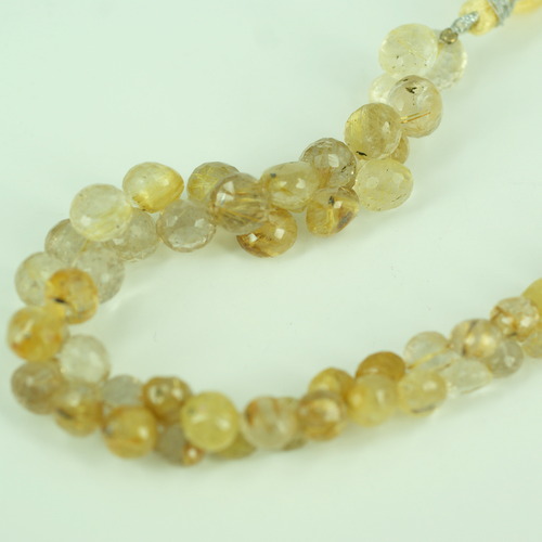 Golden Rutile Onion Faceted Beads