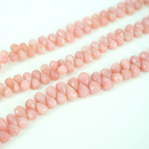 PINK PERUVIAN OPAL SIDE DRILL DROP FACETED BEADS