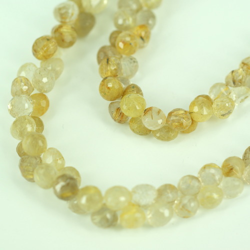 GOLDEN RUTILE ONION FACETED BEADS